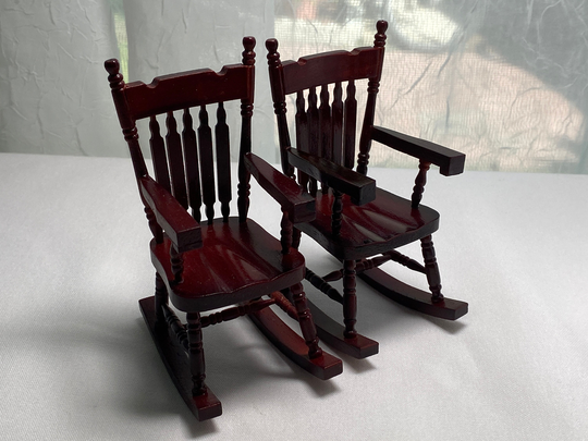 Dollhouse Miniature Rocking Chairs ~ Porch Nursery Garden Den 112 Scale Furniture Diorama Book Nook Vignette