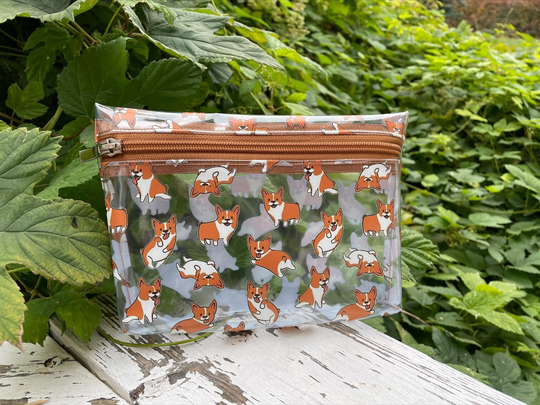 Corgi Makeup Bag Transparent Waterproof Pouch Cute Dog Cosmetic Pencil Case Zipper Gift For Kids