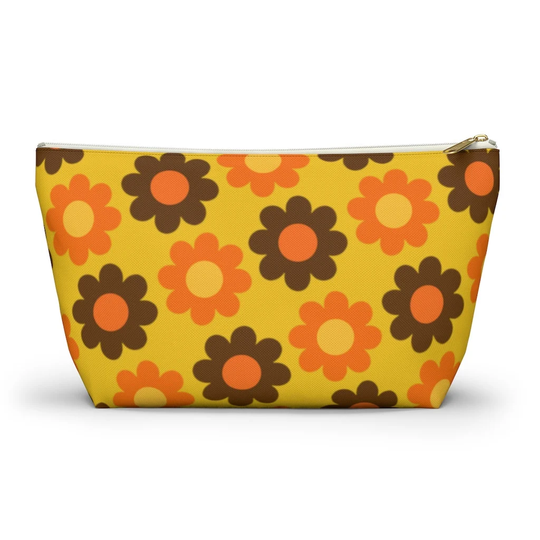 Groovy Flowers Pouch, Cosmetic Bag, Pencil Case