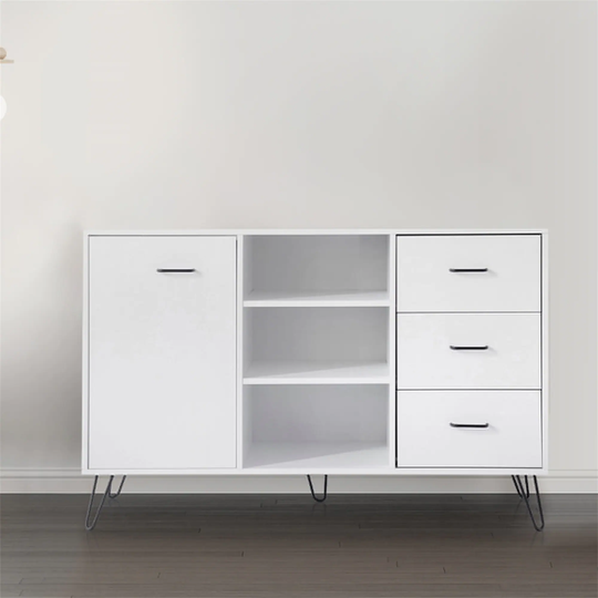 49 Inch White Sideboard Buffet Console Cabinet with 3 Drawers