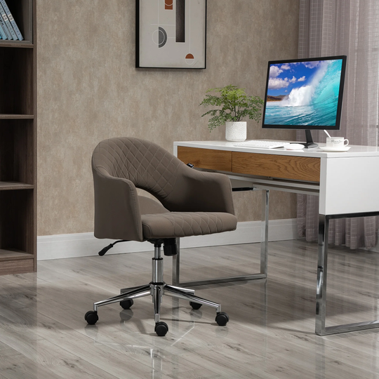 Vinsetto Mid Back Home Office Chair, Computer Desk Chair with Adjustable Height and Padded Seat, Brown - 22.75'' x 24'' x 35.5''