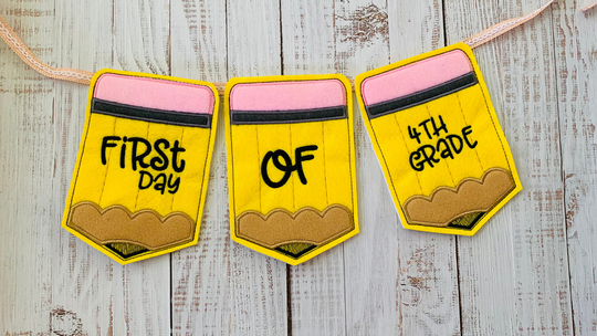 Yellow Pencil Banner First & Last Day Of School, Embroidered School Banner, End The Year, Welcome Back