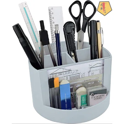Plastic Desktop Organizer - Mix Organizer Caddy Photo Holder - Office Supplies Storage And Home Organization (Pen Pencil Clip Holder) (White Color)