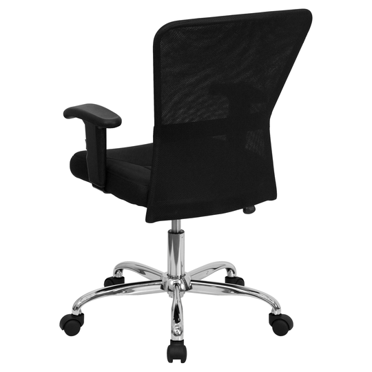 Mid-Back Mesh Contemporary Swivel Task Office Chair w/ Chrome Base & Arms