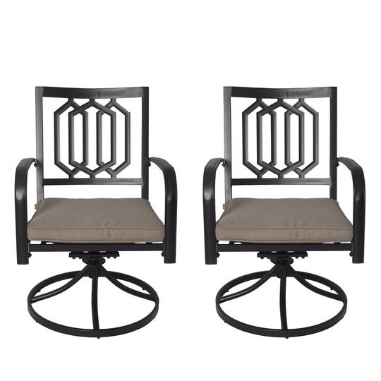 Kozyard Modern Classic Outdoor Metal Swivel Chairs Patio Dining Rocker Chair with Cushion (2 Pack Chairs)