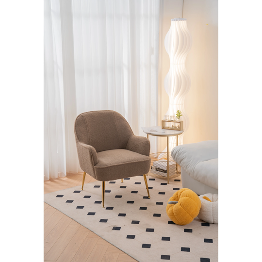 Modern Soft Teddy fabric Ergonomics Accent Chair Living Room Chair Bedroom Chair