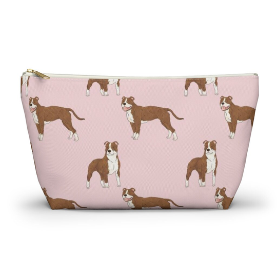 Pit Bull Pouch, Pencil Case, Dog Custom Teacher Bridesmaid Cosmetic Bag, Pittie Mom Zipper Makeup Accessory Pouch