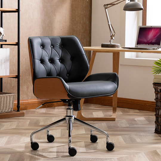 WOVENBYRD Adjustable Executive Swivel Office Chair with Button Tufting