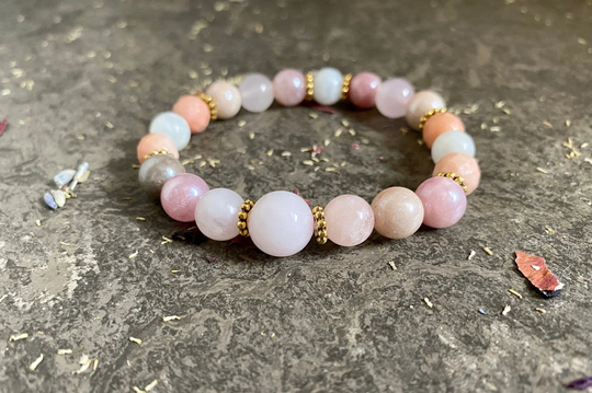 Abundance & Healing Crystal Beaded Bracelet, Moonstone Bracelet, Affirmation Yoga Mala Meditation Tool, Gift