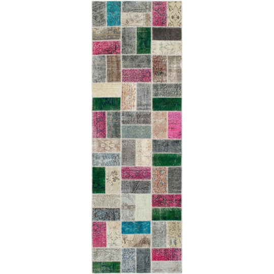 ECARPETGALLERY Hand-knotted Color Transition Patchwork Multi Wool Rug - 2'11 x 9'9