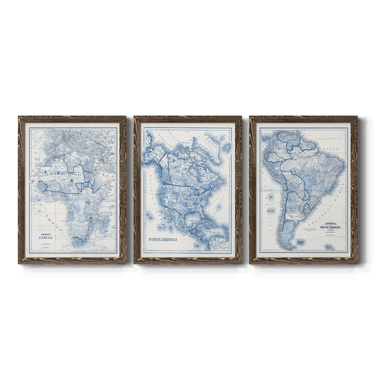 Africa in Shades of Blue-Premium Framed Canvas - Ready to Hang - Multi-Color