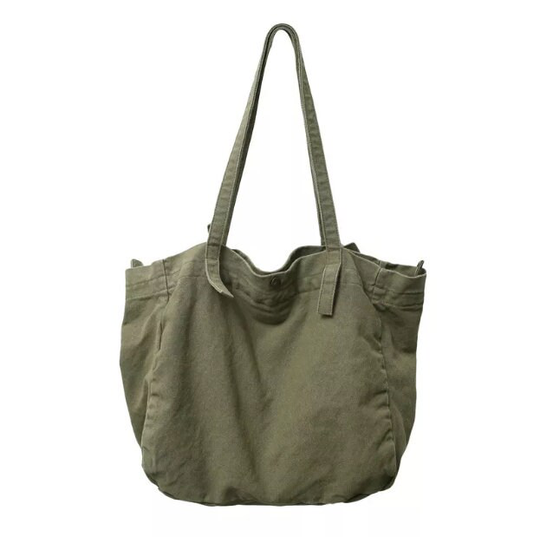 Vintage Green Bag, Retro Designer Shoulder Bag, Casual Canvas Large Capacity Big Bag
