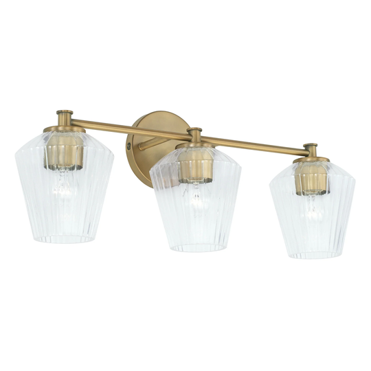 3-light 24-inch Bath/ Vanity Fixture w/ Clear Fluted Glass