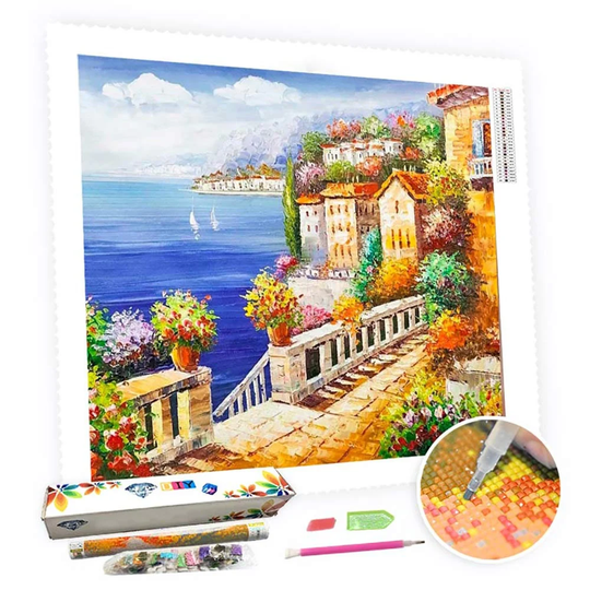 5D Diy Square Round Diamond Painting Kit Full Drill-Beach House-Diy By Number Rhinestone Pasted For Home Wall Decor