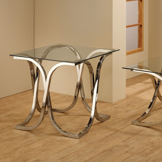 Coaster Company Square Chrome and Glass End Table - 24" x 24" x 23.75"