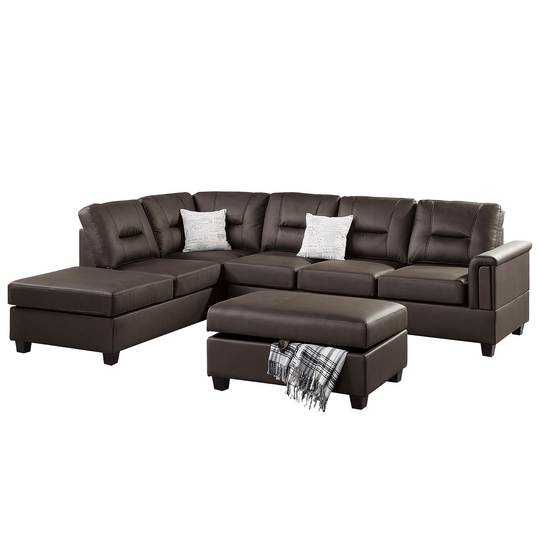 3 Piece PU Sectional Sofa with Ottoman