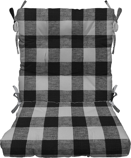 Rsh Décor Indoor Outdoor Tufted High Back Chair Cushion - Black Buffalo Plaid