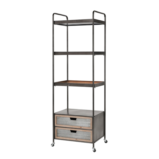 69" Whitepark Bay Natural Fir Wood and Galvanized Steel Bookshelf