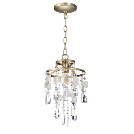 Cebu 1-light 9" Wide Steel Pendant - capiz / gold silver