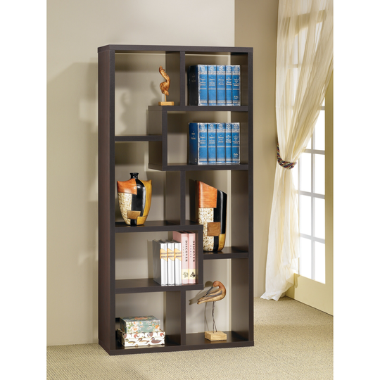 Cappuccino 8-shelf Modular Bookcase - 35" x 11.75" x 70.75"