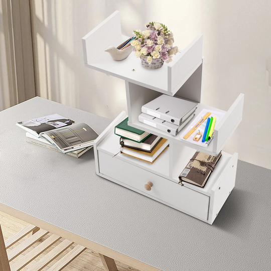 Wood Desktop Bookshelf Office Storage Rack Organizer Shelf