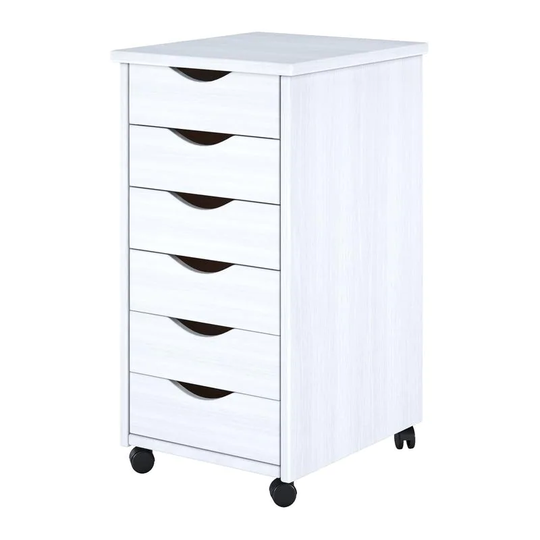 Adeptus White Solid Wood 6-drawer Roll Cart