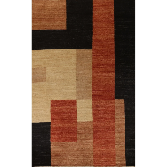 Multi-Colored Modern Gabbeh Area Rug Handmade Wool Carpet - 5'6" x 8'0"