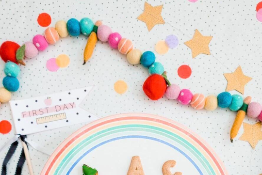 First Day Of School Garland | Apple Felt Ball Apples Teacher's Gift Pencil Poms
