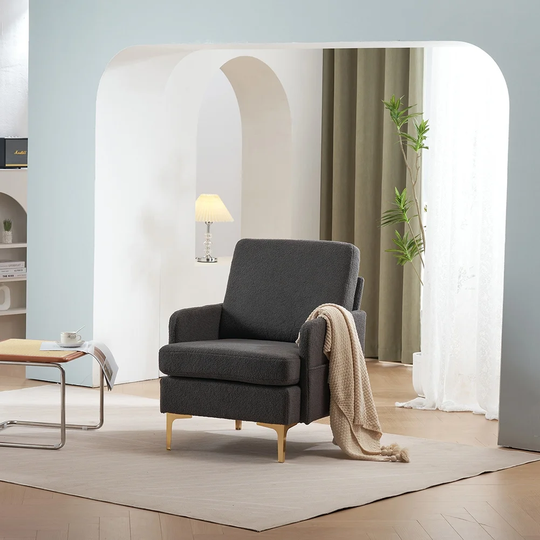 Modern Teddy Velvet Gold Feet Indoor Leisure Chair
