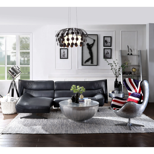 Strick & Bolton Siem Dark Grey Leather Sectional Sofa