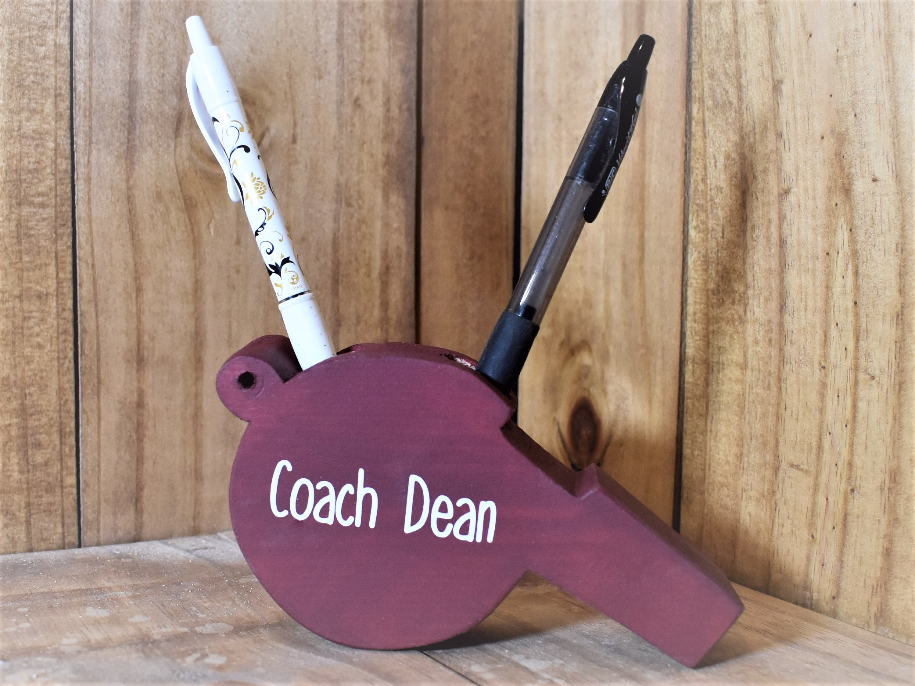Personalized Whistle Shaped Pencil Pen Holder, Gym Teacher Gift, Physical Education Coach Whistle, Pe Teacher, Gift For