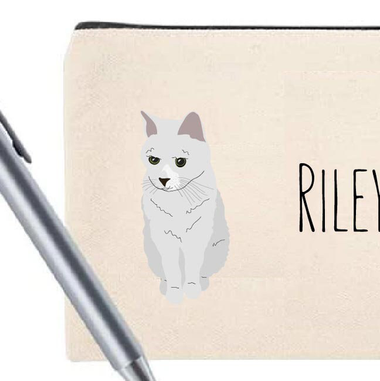 White Cat Cosmetic Bag | Travel Pencil Pouch Mask