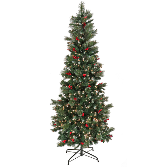7.5ft Pre-lit Artificial Meadowlark Pencil Hinged Tree, 750 Clear Lights- UL - 7.5 ft