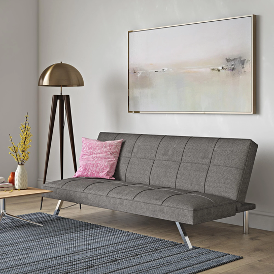 Modern Upholstered Futon Sofa Bed Metal Frame Sofa Couch for Living Room