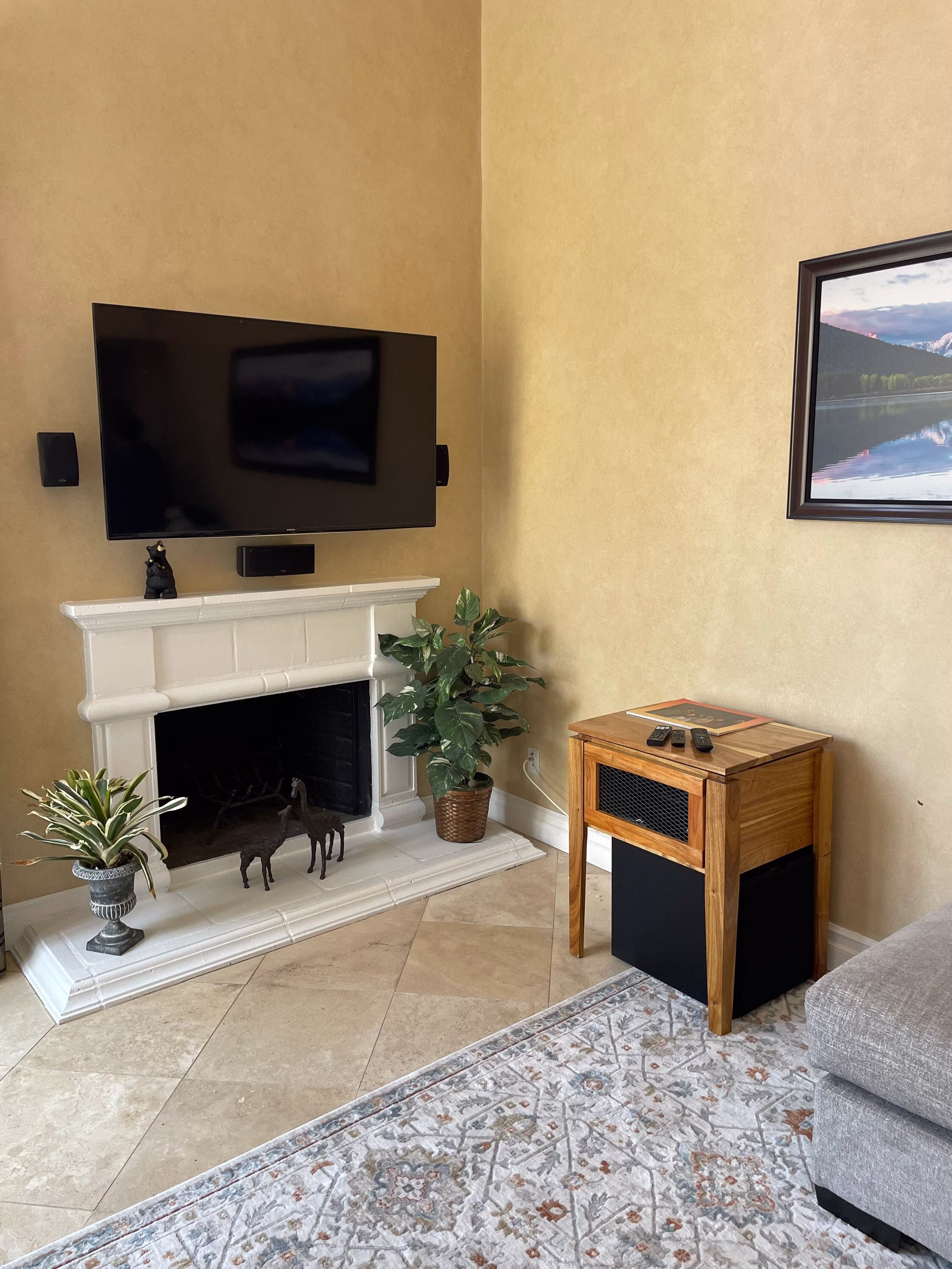 End Table With Cabinet & Extending Top/Tv Cabinet Modern Credenza Coffee Side Rustic Furniture Media