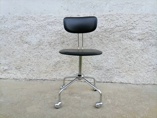 Vintage Office Chair/Leather Swivel Chair/ Furniture Black Mid Century Germany 80S