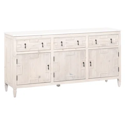 Bella Antique 62.25" Wide 3 Drawer Pine Solid Wood Sideboard
