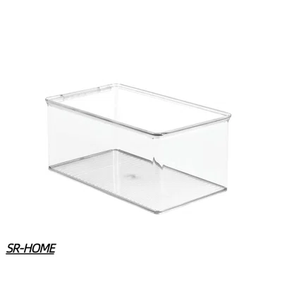 Plastic Stackable Home Office Storage Organizer Box with Hinge Lid - Clear