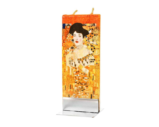 Hand Painted Flat Candle | Gustav Klimt Adele Small Unique Gift Art Fine Shelf Décor