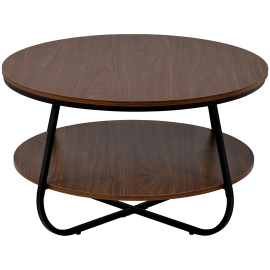31.5 in. L Brown Round Wood Coffee Table with Crossed Leg