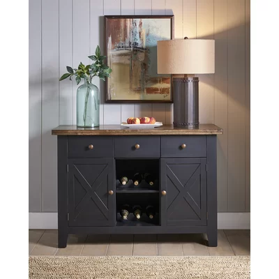 Grear 52" Wide 3 Drawer Rubberwood Sideboard