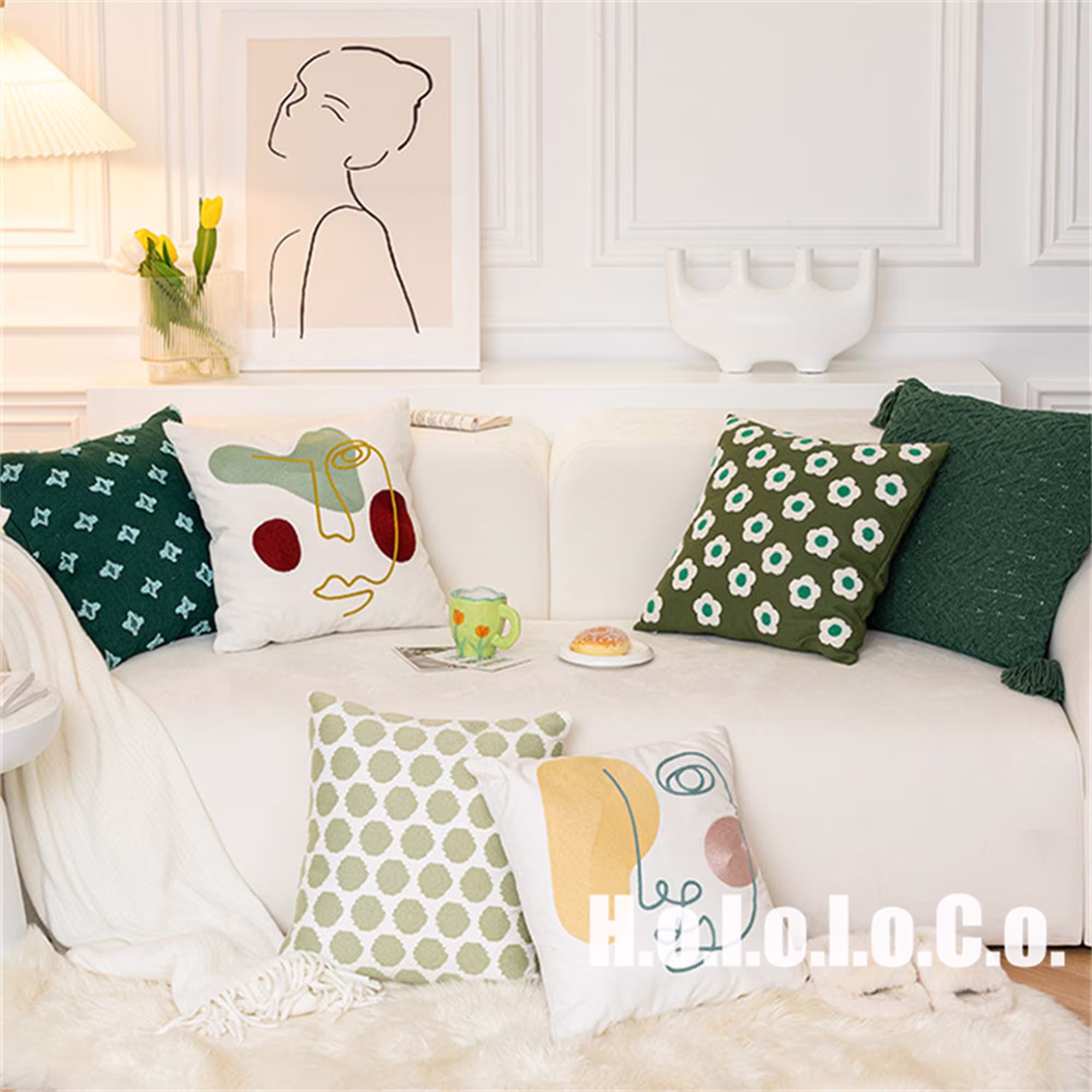 18x18''simple Floral Sofa Throw Pillow, Boho Art Pillow, Girl Decor Cushion Pillow, Art Cover, Decorative Pillow Cover, Gifts For Her