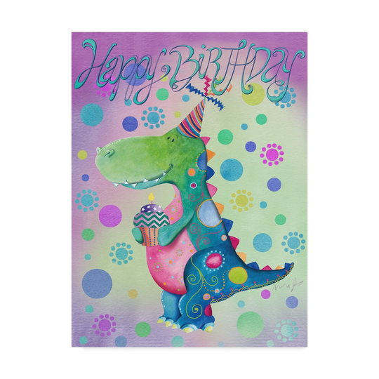 Green Girl Canvas 'Jane Dino' Canvas Art - Multi-color