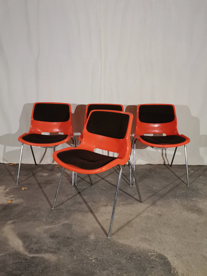 stackable Orange Vintage Chairs, Meblo, 1970S, Price For Piece