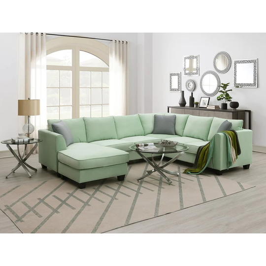 L-Shaped Sectional Sofa Set, Sectional Sofa for 7with Ottoma