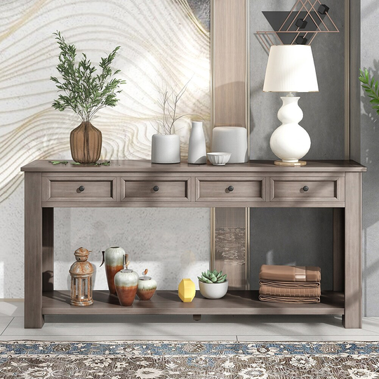 Console Table, Sofa Table with Storage Drawers and Bottom Shelf
