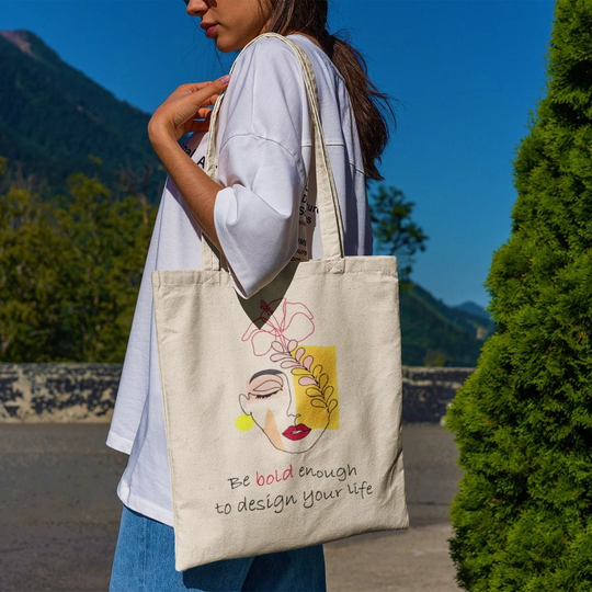 Be Bold Enough To Design Your Life Tote Bag -Aesthetic Tote Bag, Woman Line Art Tote, Woman Bag, Abstract Woman Bag