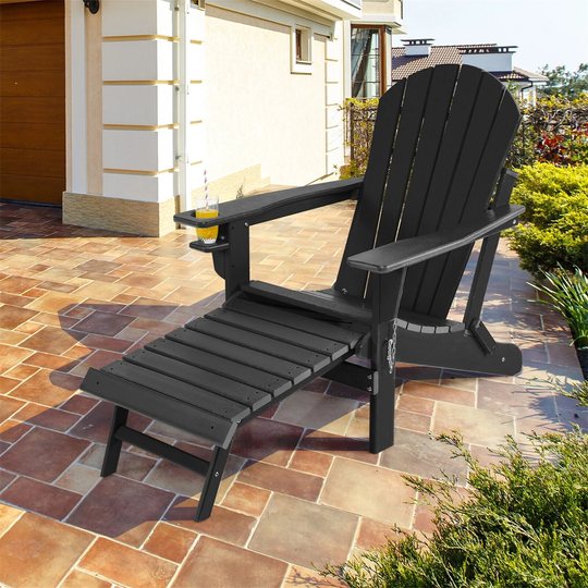 Folding Patio All-Weather Pull-Out Adirondack Chair
