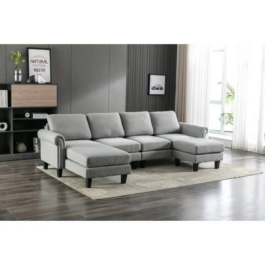 Modern Look Accent Sofa Living Room Sofa Sectional Sofa, Plastic Legs And Polyester Fabric Upholstery,Seat Fill Material Foam