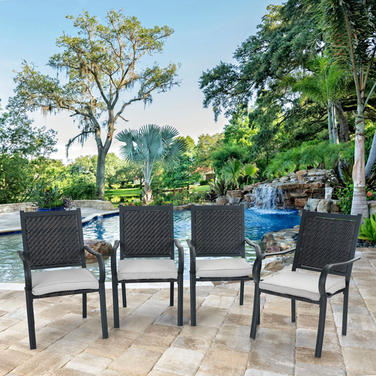 Sophia & William Patio Dining Chairs, 4 Rattan Chairs with Cushions